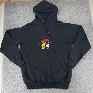 Vintage Tultex Embroidered Bear Goose Rain Hoodie Needlepoint Black USA Mens XL